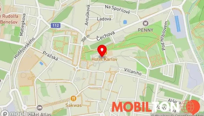 mapa Restaurace U Zvonice Benešov Restaurace v Na Karlově 347