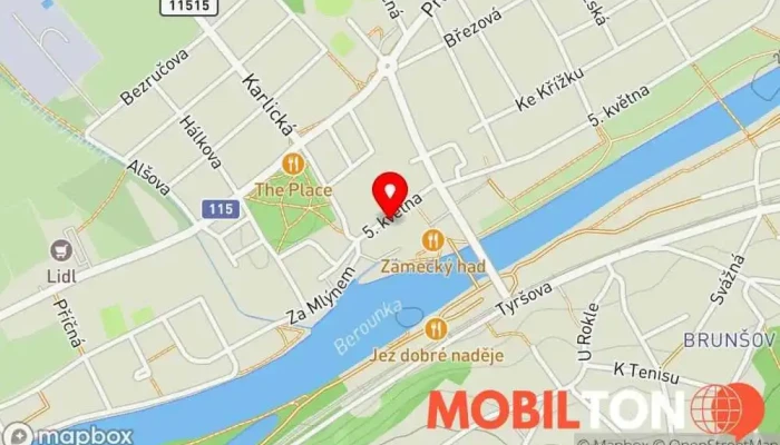 mapa Restaurace V&B Saloon Restaurace v 5. května 443