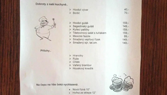 Restaurace Vb Saloon Menu - 5. Května 443