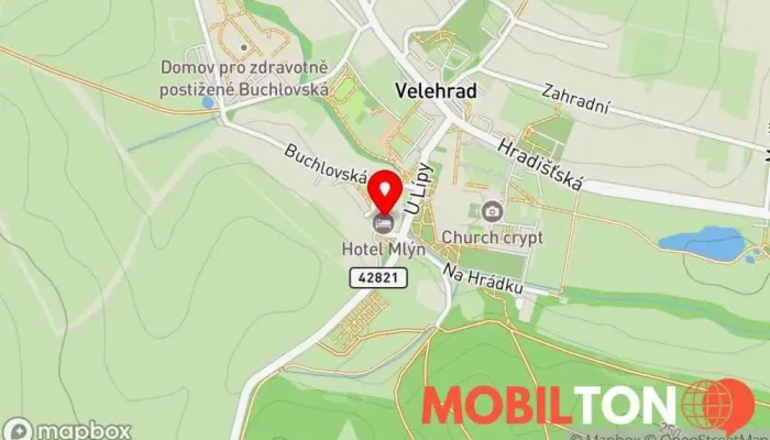 mapa Restaurace ve Mlýně Restaurace v Na Hrádku 4