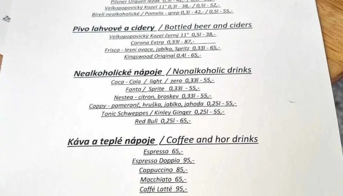Restaurace Vinopalna -  Menu - Školní 19