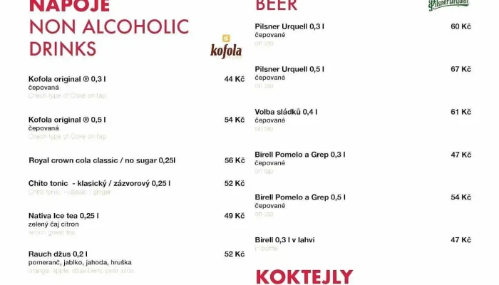 Restaurace Vista Penzion Vista Mlada Boleslav Menu - Bradlec-kosmonosy