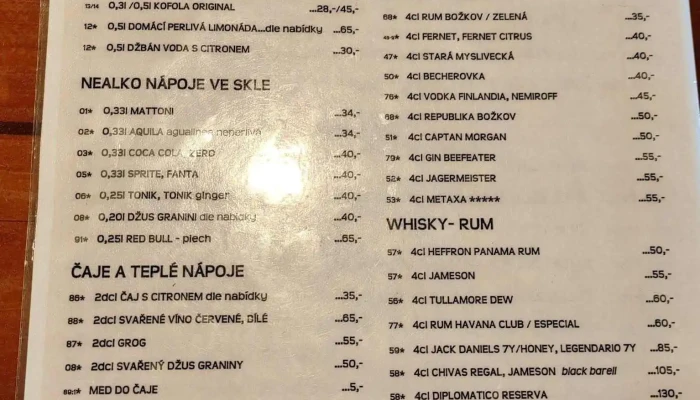 Restaurace Vodni Meloun Menu - Velké Nám. 34