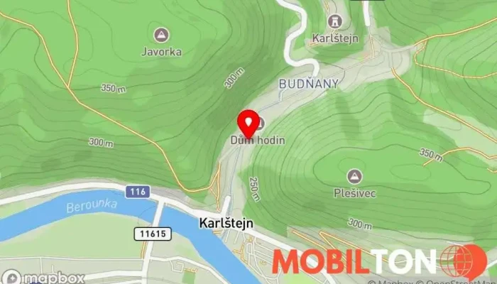 mapa Restaurace Vyhlídka Restaurace, Bar, Pivní zahrádka, Pivní výčep, Cateringové služby, Česká restaurace, Kavárna a bar, Rozvoz jídla v Karlštejn