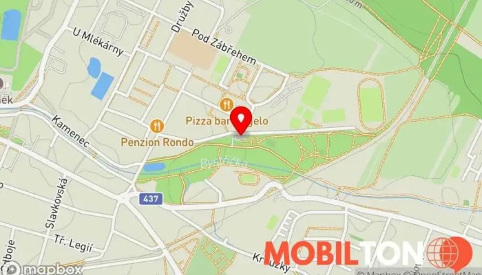 mapa Restaurace Zahájené Restaurace, Rozvoz pizzy v Sportovní 340