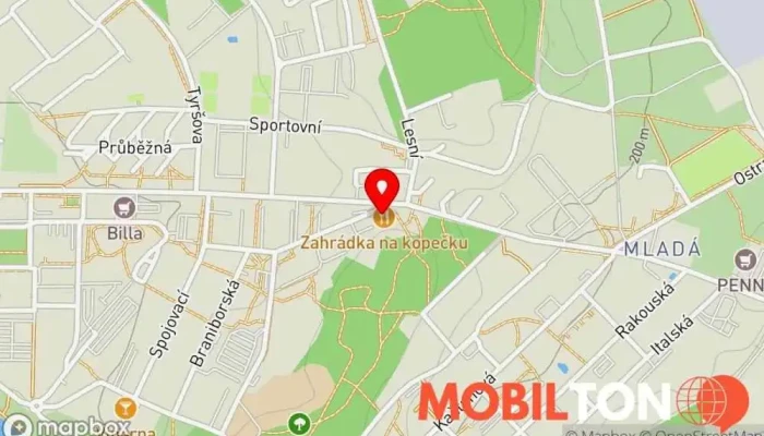 mapa Restaurace Zahrádka na kopečku Restaurace v Mladá