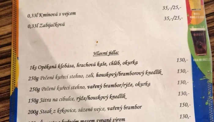 Restaurace Zezulkarna Menu - Stamicova 1013/2