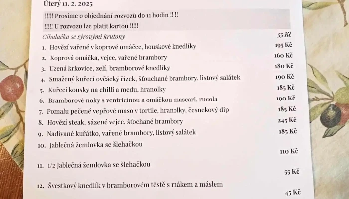 Restaurant Camp Melnik Menu - Klášterní 720