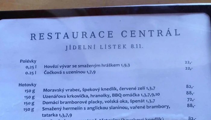 Restaurant Central Restaurace - Husovo Nám. 140