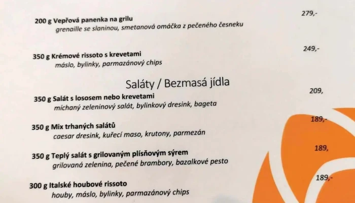 Restaurant Hotel Pivovar Chmelnice Menu - Palackého 115