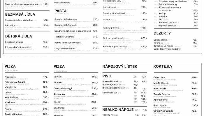 Restaurant Mex -    Melnik Menu - Českolipská 776