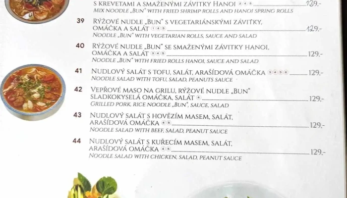 Restaurant Viet Thai Menu - Vašatova 3216