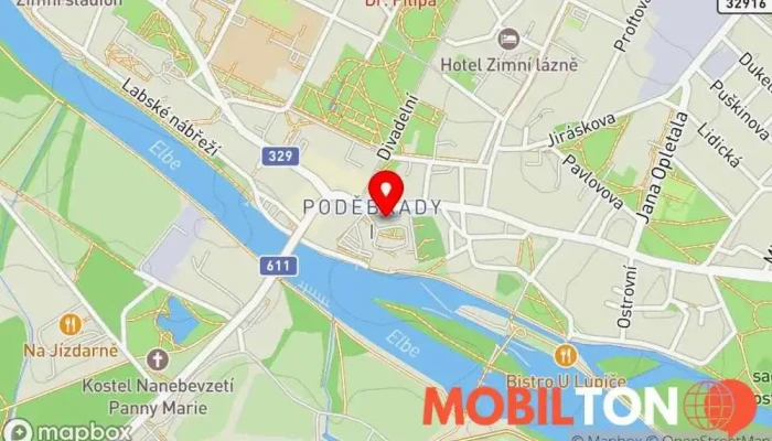mapa Restaurant Zámek aneb Divadelní restaurace Na Kovárně Restaurace v Poděbrady I