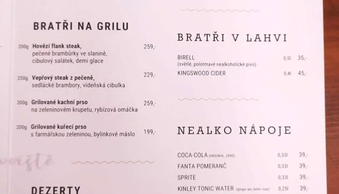 Restovna Restaurace Penzion Jiloviste Menu - Pražská 260