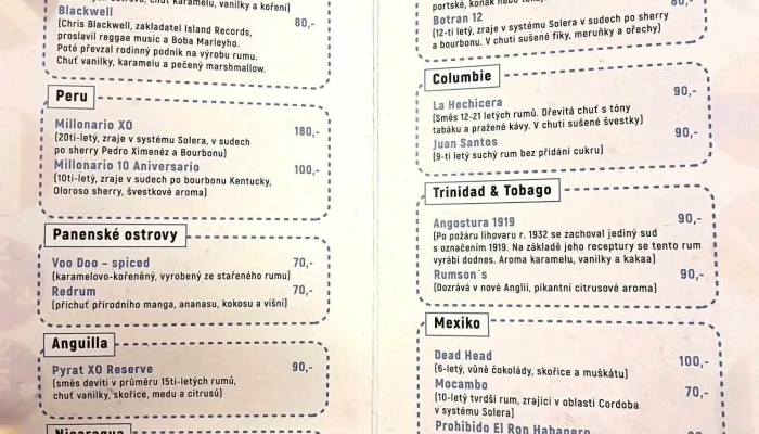 Retro Pub -  Menu - Znojemská 58