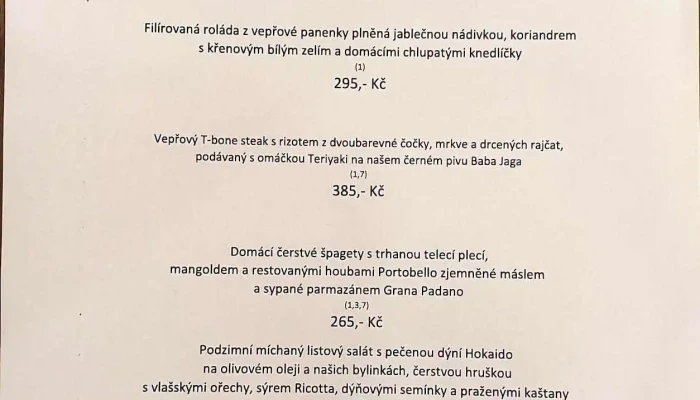 Ricansky Pivovar Menu - Olivova 246/23