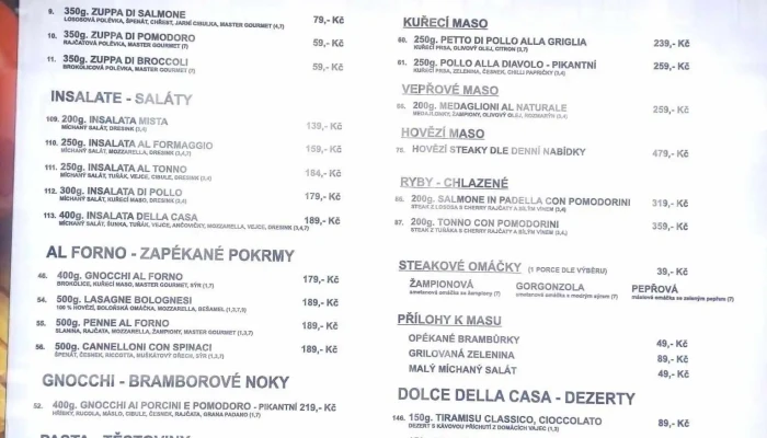 Ristorante Ciao Ciao -  Menu - Podmokly