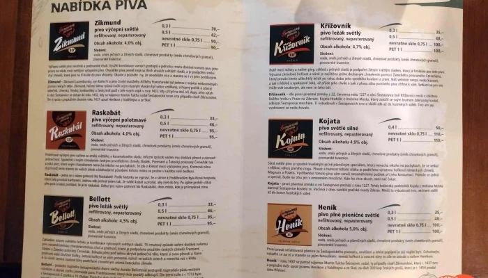 Rodinna Nekuracka Restaurace U Kamene Menu - Husova 66
