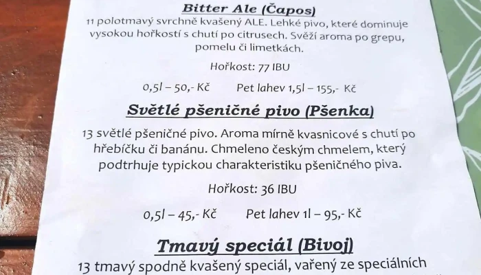 Rodinny Pivovar Neumann Menu - Chorušická 93
