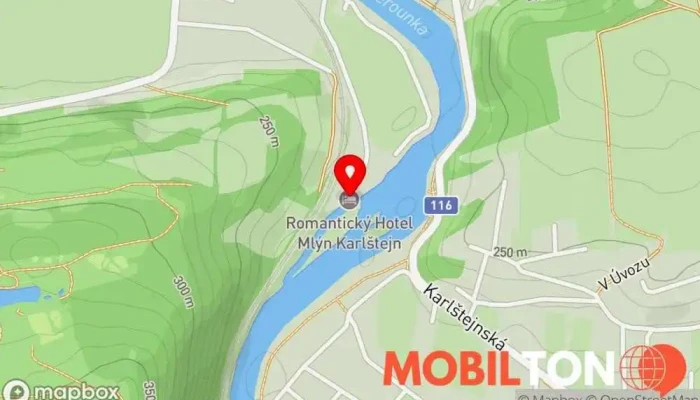 mapa Romantický Restaurant Mlýn Karlštejn Restaurace v Karlštejn