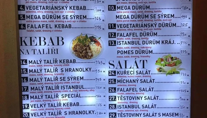 Ronny Kebab 4you Rakovnik Menu - Palackého 80