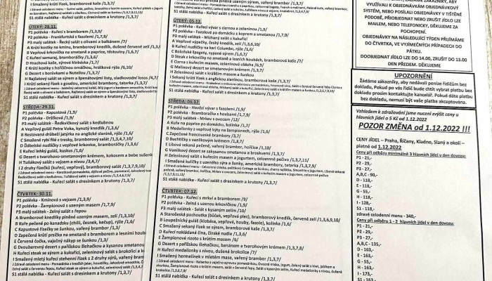 Rozvoz Jidel Menu - Štefanikova 186