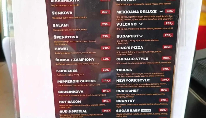 Ruds Pizza Kladno Menu - T. G. Masaryka 99 272 01