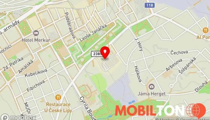 mapa RUNNING SUSHI Suši restaurace v 3388, P. Bezruče