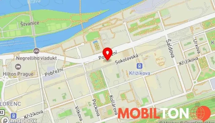 mapa Sangam Indian Restaurant Indická restaurace v Karlín