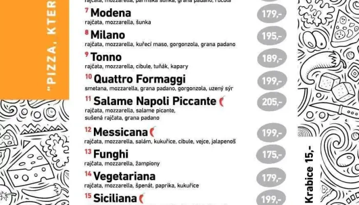 Saporito Pizza -  Menu - Kročehlavy