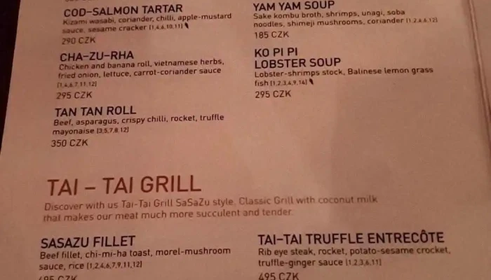 Sasazu Restaurant Menu - Praha 7-holešovice