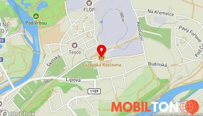 mapa Sázavská Kozlovna Restaurace v Gen. Vedrala Sázavského 420
