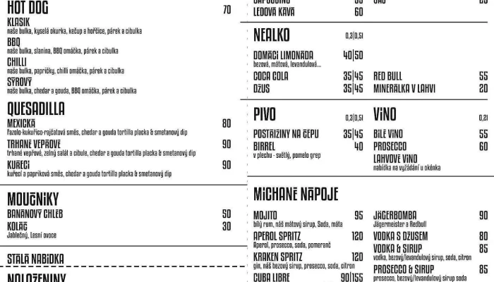 Sazavsky Kraken Menu - Český Šternberk