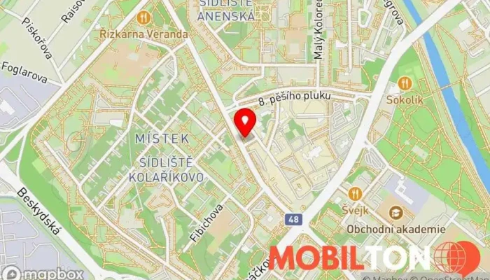 mapa SERVIS-IPHONE.EU Frýdek-Místek - Nové Příjímací a Výdejní Místo v prostorách Kavárny - NARGIBAR Prodej mobilních telefonů, Opravy počítačů, Opravna elektroniky, Prodej elektroniky v Kavárna - NARGIBAR, J. V. Sládka 41