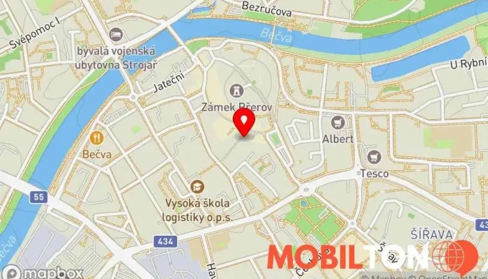 mapa Servis mobilů Přerov - K-Mobil Opravna mobilních telefonů v Jiráskova 3124/18