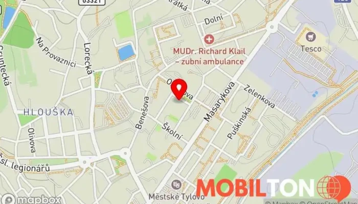 mapa Školní Jídelna Restaurace v Hlouška
