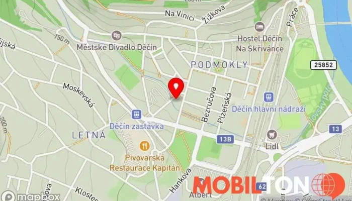 mapa Školní jídelna Děčín IV, Jungmannova 3, p.o. Restaurace v Jungmannova 640