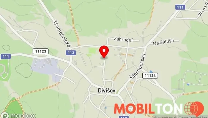 mapa Školní Jídelna ZŠ Divišov Restaurace v Na Sadech 260