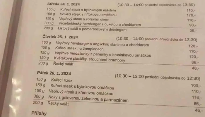 Skolni Restaurace Menu - Czech Republic
