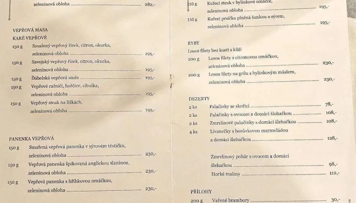 Slanska Kozlovna Menu - Palackého 200/21