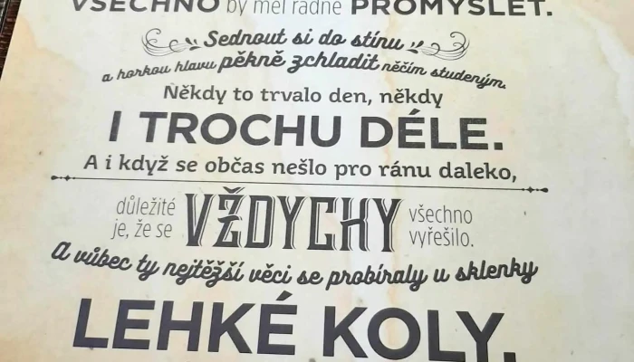 Sletak Bar Restaurace Menu - Rozdělov