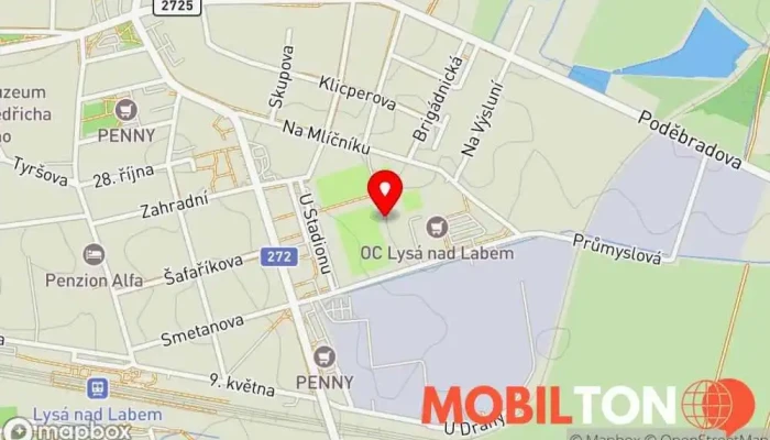 mapa Slovanka Bistro a Bar Bistro v Přístup z, U stadionu 432 Fotbalový stadion TK Slovan, Na Mlíčníku