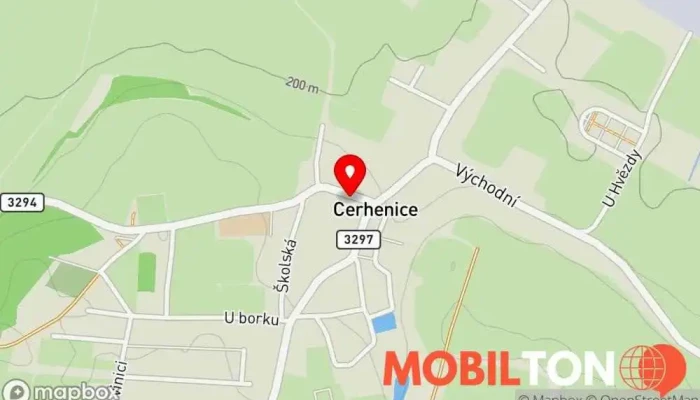 mapa Sokolovna Cerhenice Hospoda v Nám. Míru 14