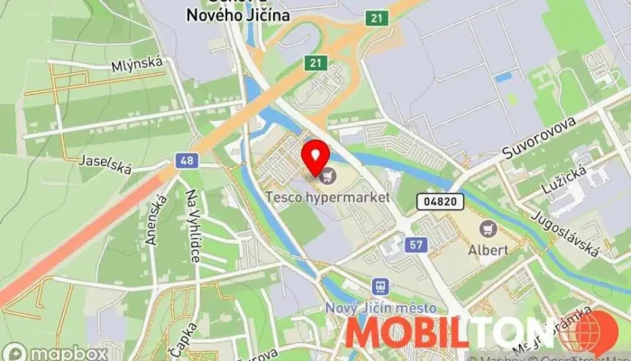 mapa SPACE mobilní telefony Nový Jičín Prodej mobilních telefonů v Dukelská 672