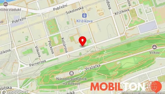 mapa Spojka Karlín Restaurace v Praha 8-Karlín