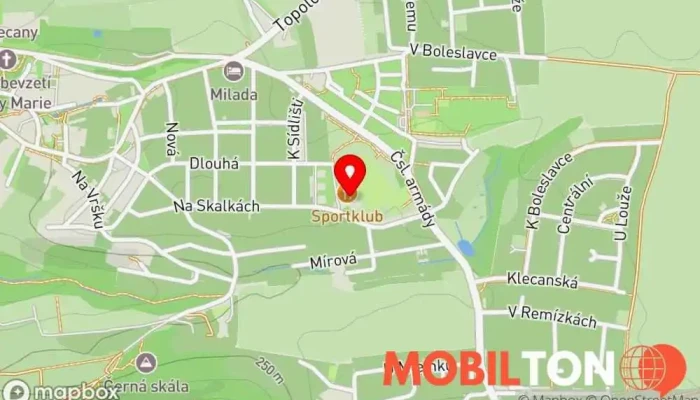 mapa Sportklub Klecany Restaurace v Na Skalkách 368/33
