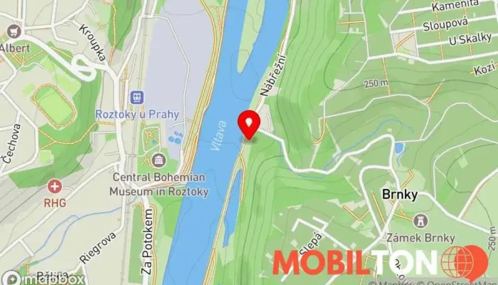 mapa Stánek u tůní Rybí restaurace v Brnky, Zdiby-Roztoky u Prahy