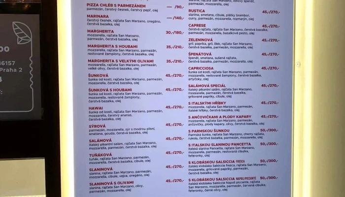 Stankoff Pizza Menu - Poděbrady Iii