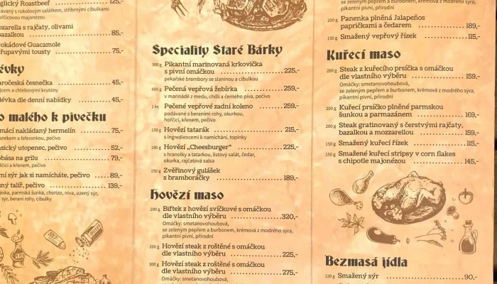 Stara Barka Menu - Lety-dobřichovice
