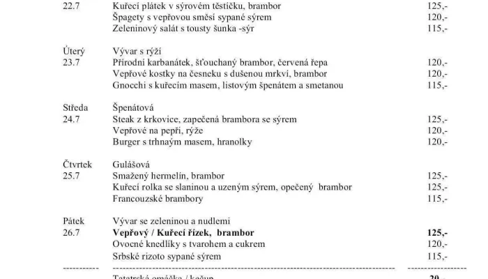 Stara Hospoda Menu - Tři Dvory-kolín 2